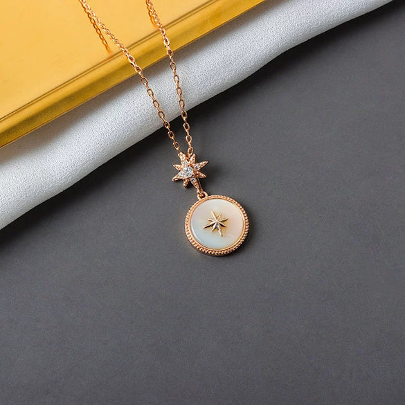 S925 Sterling Silver Star Pattern Mixed Gem Inlay Electroplated Women's Clavicle Necklace