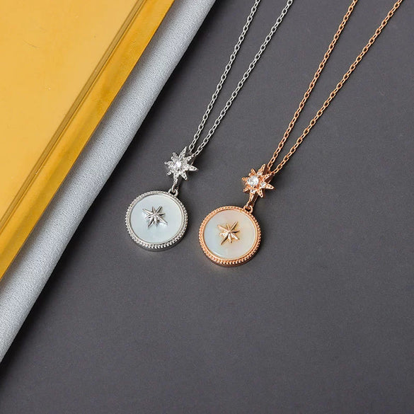 S925 Sterling Silver Star Pattern Mixed Gem Inlay Electroplated Women's Clavicle Necklace