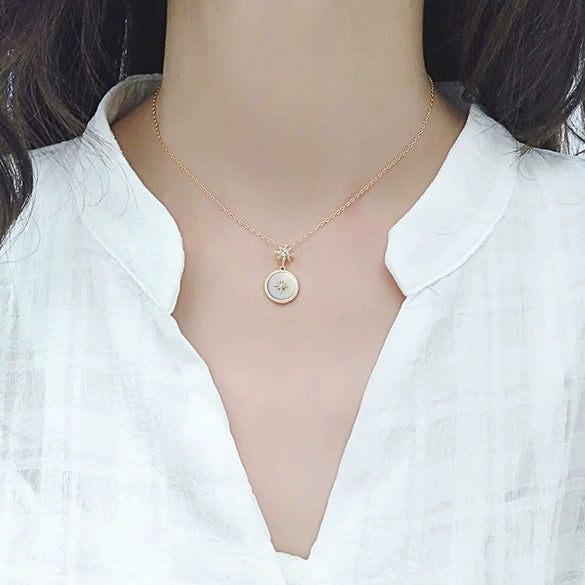 S925 Sterling Silver Star Pattern Mixed Gem Inlay Electroplated Women's Clavicle Necklace