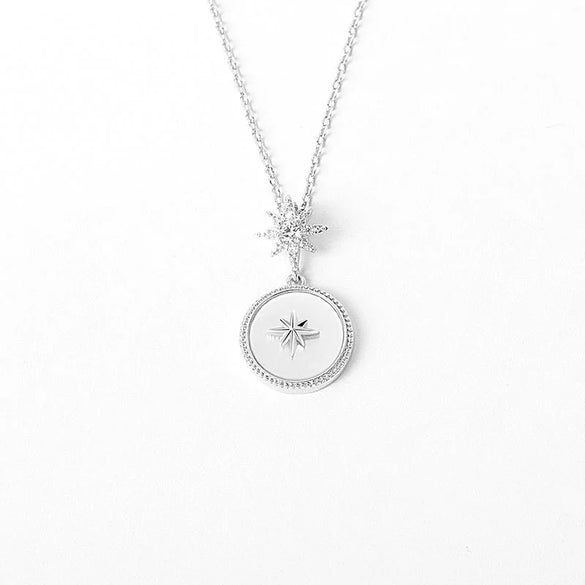 S925 Sterling Silver Star Pattern Mixed Gem Inlay Electroplated Women's Clavicle Necklace