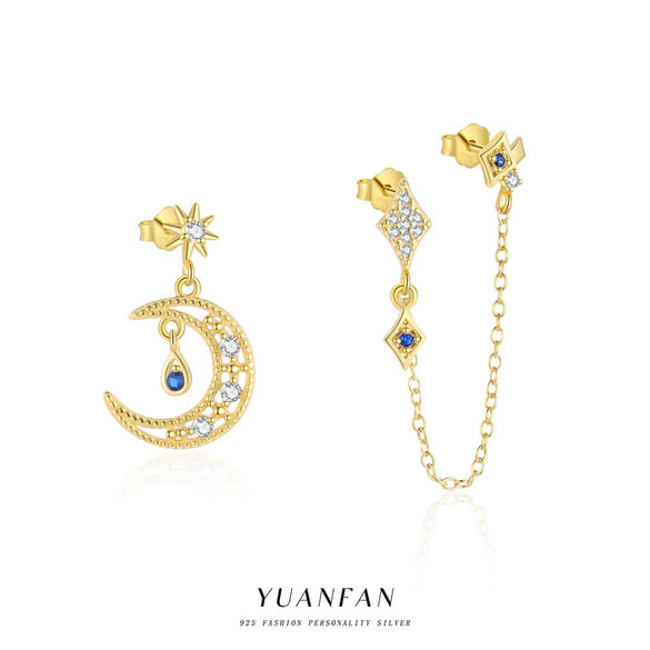 S925 Sterling Silver Star Shape Zircon Women's Fashion Earrings