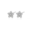 S925 Sterling Silver Star Stud Earrings With Flower And Geometric Pattern And Micro Inlaid Zircon Elegant Light Luxury Ins Style