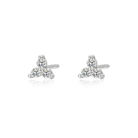S925 Sterling Silver Star Stud Earrings With Flower And Geometric Pattern And Micro Inlaid Zircon Elegant Light Luxury Ins Style