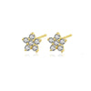S925 Sterling Silver Star Stud Earrings With Flower And Geometric Pattern And Micro Inlaid Zircon Elegant Light Luxury Ins Style