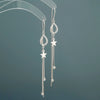 S925 Sterling Silver Star Tassel Earrings Round Face Slim Fashion Temperament Long Drop Earrings For Women