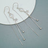 S925 Sterling Silver Star Tassel Earrings Round Face Slim Fashion Temperament Long Drop Earrings For Women