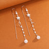 S925 Sterling Silver Star Tassel Earrings With Cat's Eye Stone Long Fashion Drop Earrings
