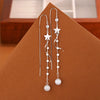 S925 Sterling Silver Star Tassel Earrings With Cat's Eye Stone Long Fashion Drop Earrings