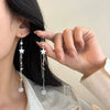 S925 Sterling Silver Star Tassel Earrings With Cat's Eye Stone Long Fashion Drop Earrings