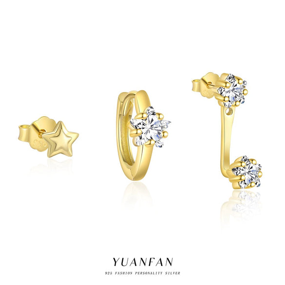 S925 Sterling Silver Star Zirconium Women's Light Luxury Earrings