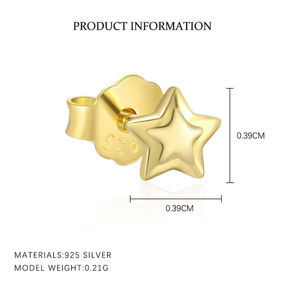 S925 Sterling Silver Star Zirconium Women's Light Luxury Earrings
