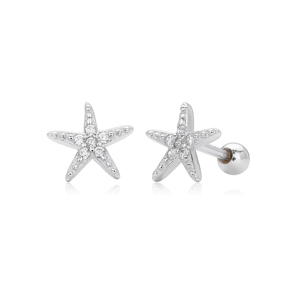 S925 Sterling Silver Starfish Electroplated Fashionable Piercing Earrings