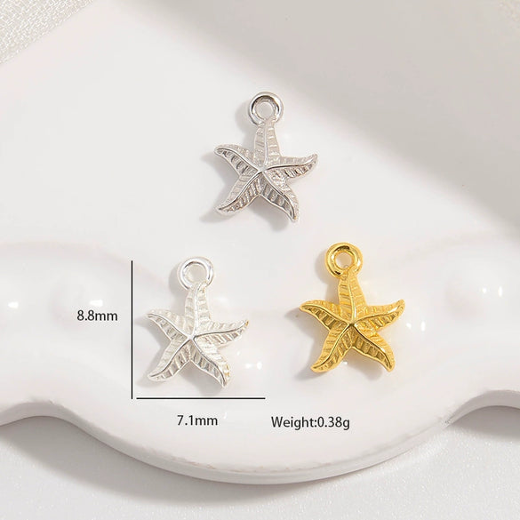 S925 Sterling Silver Starfish Pendant With Zirconia Fashion Animal Design For Diy Bracelet Or Necklace