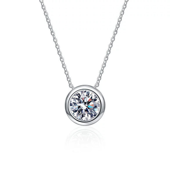 S925 Sterling Silver Stone Pendant Necklace For Women Natural Style Clavicle Cross Chain Fashion Jewelry
