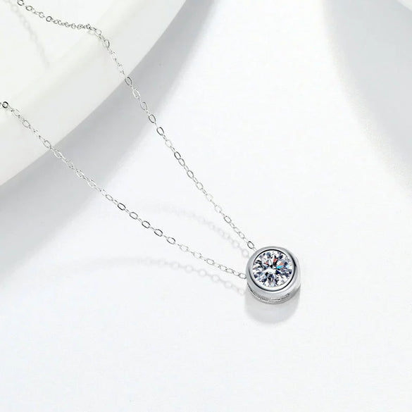 S925 Sterling Silver Stone Pendant Necklace For Women Natural Style Clavicle Cross Chain Fashion Jewelry