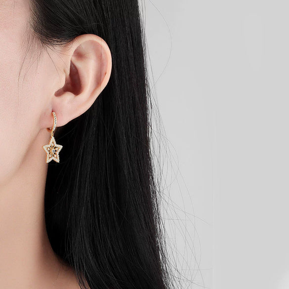 S925 Sterling Silver Stud Earrings Electroplated Female Fashion Style