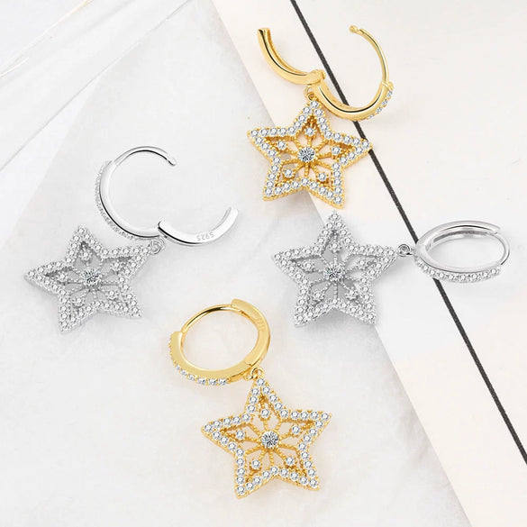 S925 Sterling Silver Stud Earrings Electroplated Female Fashion Style