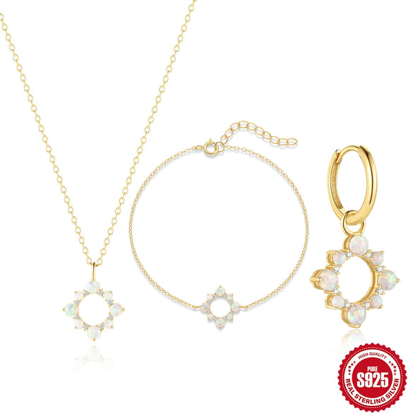 S925 Sterling Silver Sun Moon Light Luxury Jewelry Set With Electroplated O Chain For Women