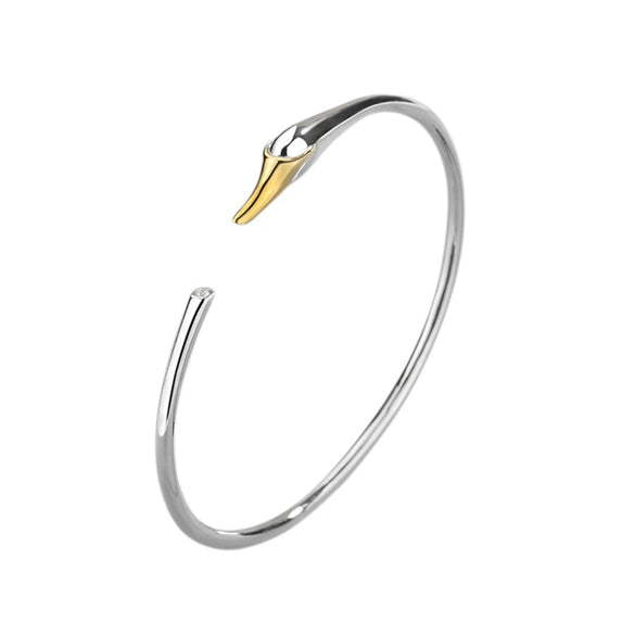 S925 Sterling Silver Swan Open Bracelet Fashion Electroplated Trendy Animal Jewelry For Women