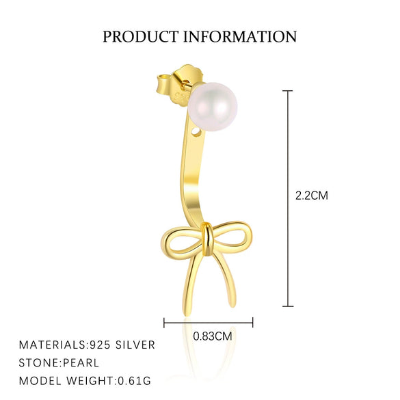 S925 Sterling Silver Sweet Bow Geometric Round Beads Women's Earrings With Electroplating