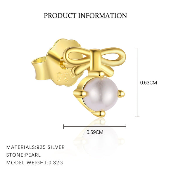 S925 Sterling Silver Sweet Bow Geometric Round Beads Women's Earrings With Electroplating