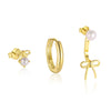 S925 Sterling Silver Sweet Bow Geometric Round Beads Women's Earrings With Electroplating