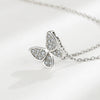 S925 Sterling Silver Sweet Elegant Butterfly Geometric Necklace With Micro Inlaid Zircon Pendant For Women Gift Jewelry