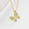S925 Sterling Silver Sweet Elegant Butterfly Geometric Necklace With Micro Inlaid Zircon Pendant For Women Gift Jewelry