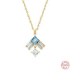 S925 Sterling Silver Sweet Geometric Pendant Stacked Collarbone O Chain Necklace K Plated Gold Jewelry