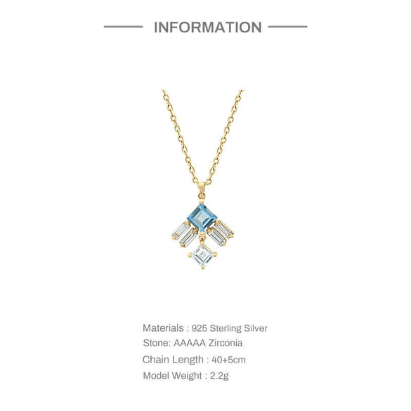 S925 Sterling Silver Sweet Geometric Pendant Stacked Collarbone O Chain Necklace K Plated Gold Jewelry