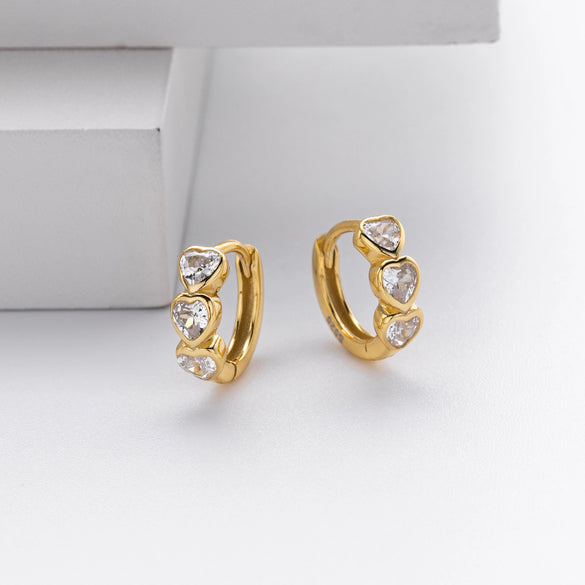 S925 Sterling Silver Sweet Heart Shaped Inlaid Zircon Women's Earrings