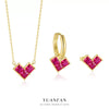 S925 Sterling Silver Sweet Love Red Zircon Geometric Women's Earrings
