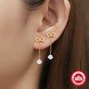 S925 Sterling Silver Tassel Long Bow Star Moon Geometric Earrings For Women Electroplated