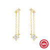 S925 Sterling Silver Tassel Long Bow Star Moon Geometric Earrings For Women Electroplated