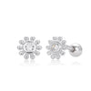 S925 Sterling Silver Threaded Earrings With Sunflower Design And Zircon Inlay Electroplated For Women