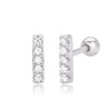 S925 Sterling Silver Threaded Earrings With Zirconium Inlaid Electroplated With Letters Numbers Text Pattern