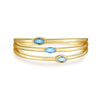 S925 Sterling Silver Threelayer Ring With Cool Blue Turquoise And Geometric Design Electroplated With Platinum Or 18K Gold
