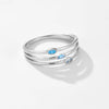 S925 Sterling Silver Threelayer Ring With Cool Blue Turquoise And Geometric Design Electroplated With Platinum Or 18K Gold