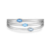 S925 Sterling Silver Threelayer Ring With Cool Blue Turquoise And Geometric Design Electroplated With Platinum Or 18K Gold