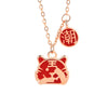 S925 Sterling Silver Tiger Pendant Necklace For Women Red Enamel Geometric Tiger Charm Collarbone Chain With Electroplated Finish