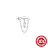 S925 Sterling Silver Triangle Heart Pattern Inlaid Zircon Tassel Cartilage Puncture Earrings Unisex