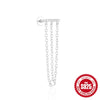 S925 Sterling Silver Triangle Heart Pattern Inlaid Zircon Tassel Cartilage Puncture Earrings Unisex