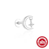 S925 Sterling Silver Triangle Heart Pattern Inlaid Zircon Tassel Cartilage Puncture Earrings Unisex