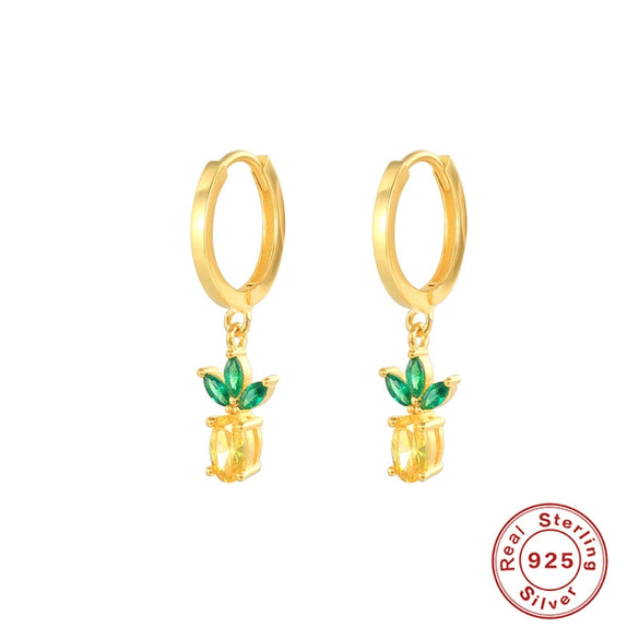 S925 Sterling Silver Tropical Fruit Geometric Fashion Creative Earrings