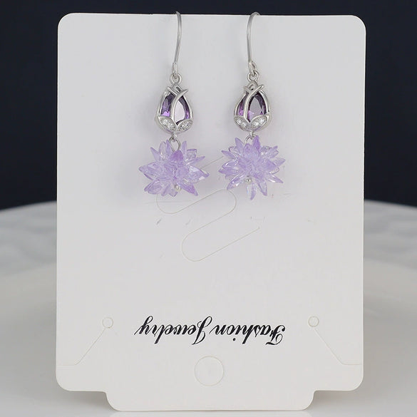 S925 Sterling Silver Tulip Flower Tassel Earrings Long Floral Ear Line Dangle Earrings For Women