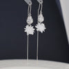 S925 Sterling Silver Tulip Flower Tassel Earrings Long Floral Ear Line Dangle Earrings For Women