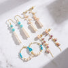 S925 Sterling Silver Turquoise And Natural Freshwater Pearl Earrings With Geometric Style And Tassel Design