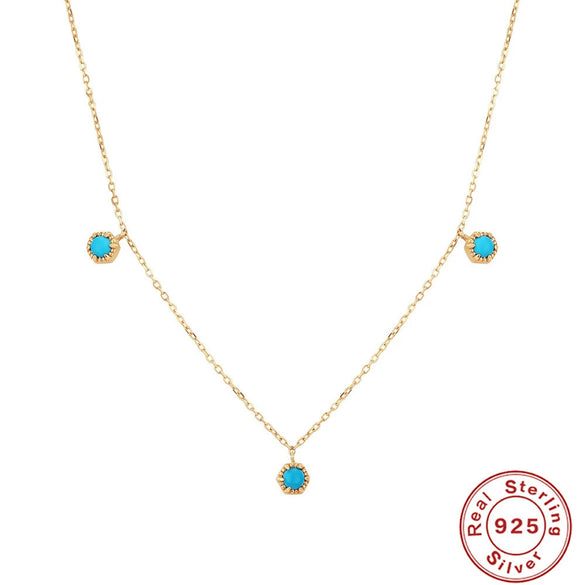 S925 Sterling Silver Turquoise Moon Fan Pendant Ball Chain Necklace With Diamond Design And Geometric Styling