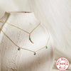 S925 Sterling Silver Turquoise Moon Fan Pendant Ball Chain Necklace With Diamond Design And Geometric Styling