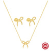 S925 Sterling Silver Twist Bow Geometric Earrings And Necklace With Zirconia Design For Unisex